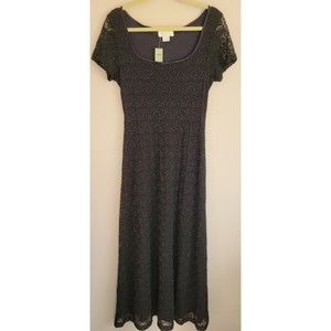 Cache Womens Black Lace Maxi Dress Size Large Made In USA NEW